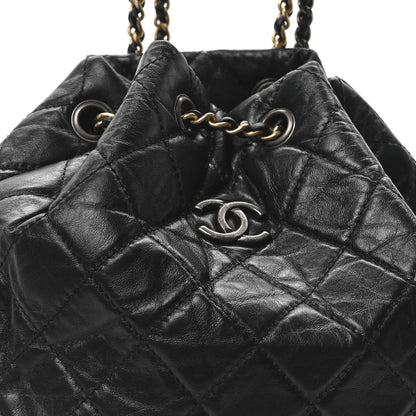 Aged Calfskin Quilted Small Gabrielle Backpack Black