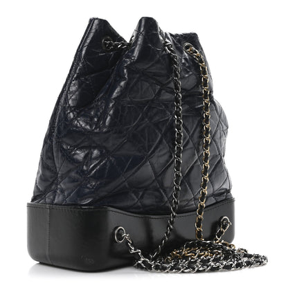 Aged Calfskin Quilted Small Gabrielle Backpack Blue Black