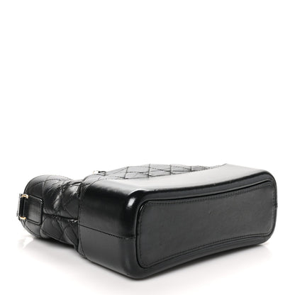 Aged Calfskin Quilted Medium Gabrielle Hobo Black