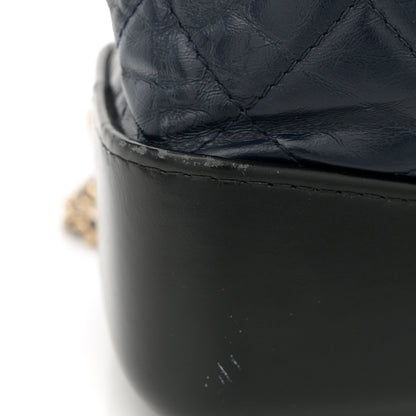 Aged Calfskin Quilted Gabrielle Backpack Navy Black