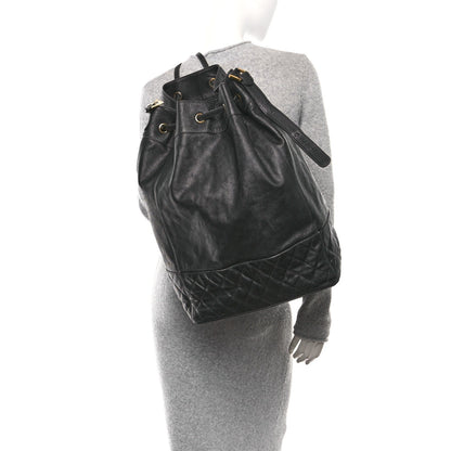 Caviar Quilted Drawstring Backpack Black