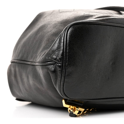 Lambskin CC Drawstring Backpack Black