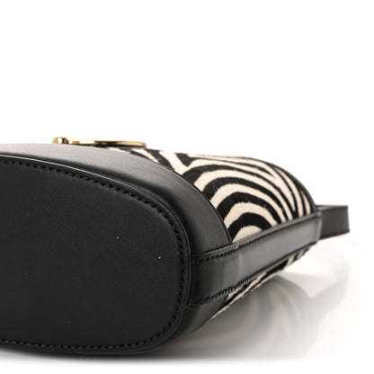 Calf Hair Calfskin Zebra Print Gucci 73 Mini Bucket Bag Black White