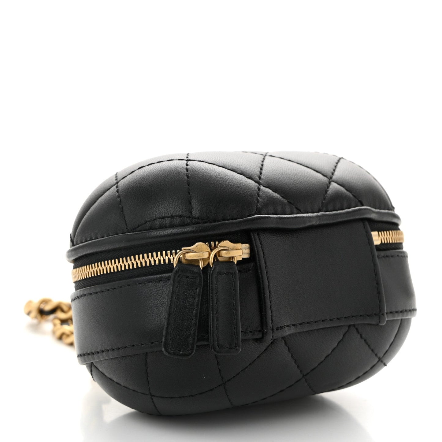 Lambskin Quilted CC Bubble Vanity Case With Chain Black
