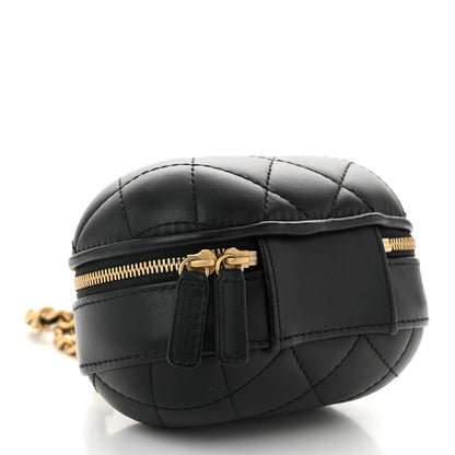Lambskin Quilted CC Bubble Vanity Case With Chain Black