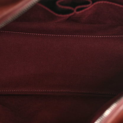 Calfskin Diamond Embossed Large CC Zip Shopping Tote Burgundy