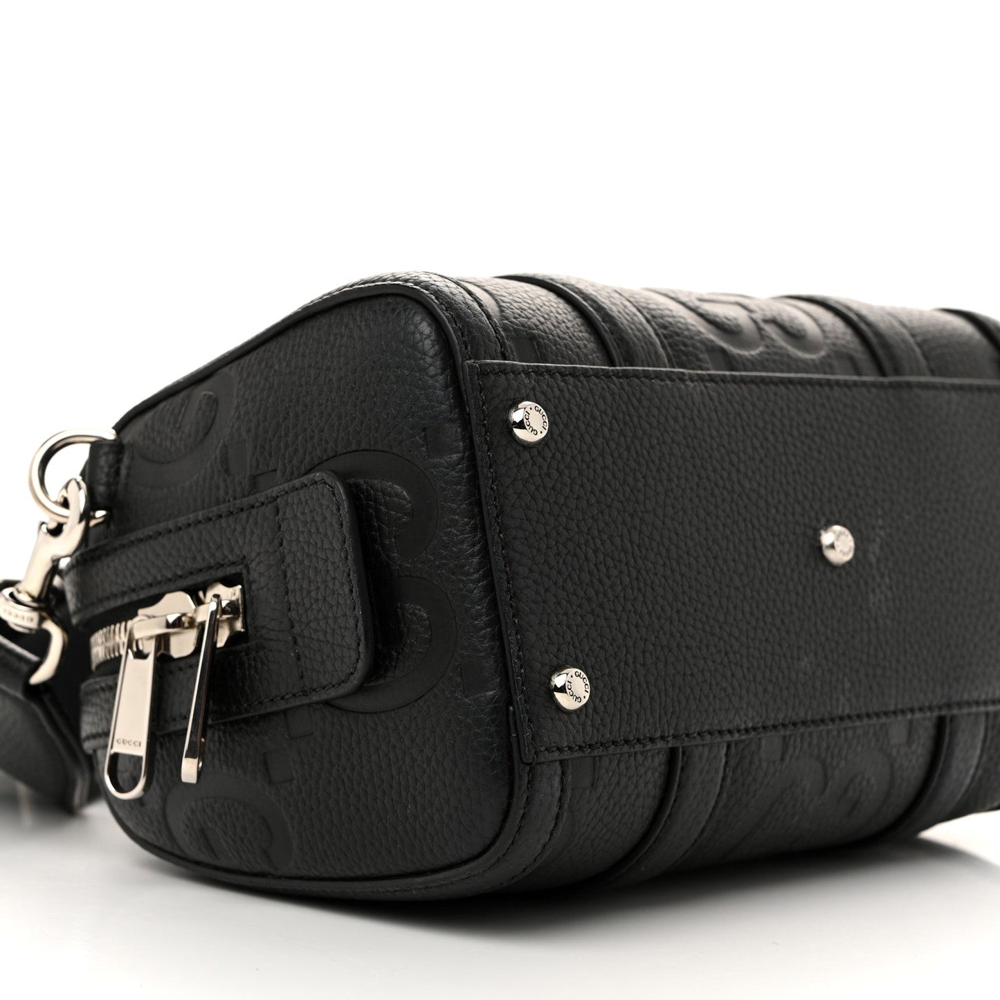 Piuma Calfskin Jumbo GG Embossed Mini Duffle Bag Black