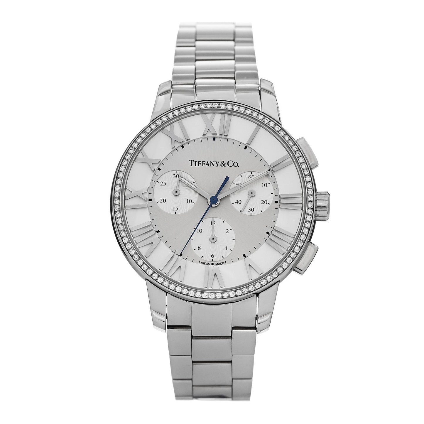 Stainless Steel Diamond Bezel 36mm Atlas Dome Chronograph Quartz Watch