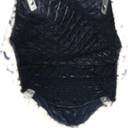 Nylon Cat Emoticon Tote Navy Silver