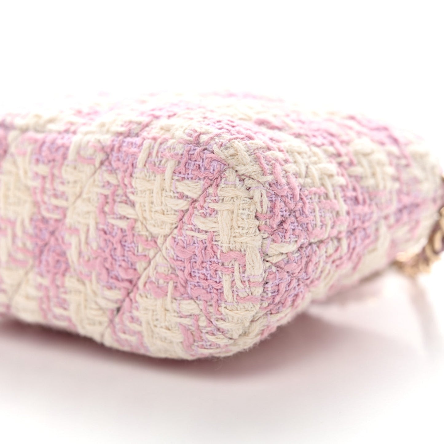 Tweed Quilted Mini Clutch With Chain Pink