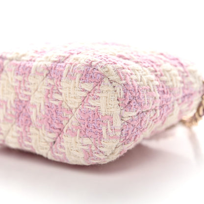 Tweed Quilted Mini Clutch With Chain Pink