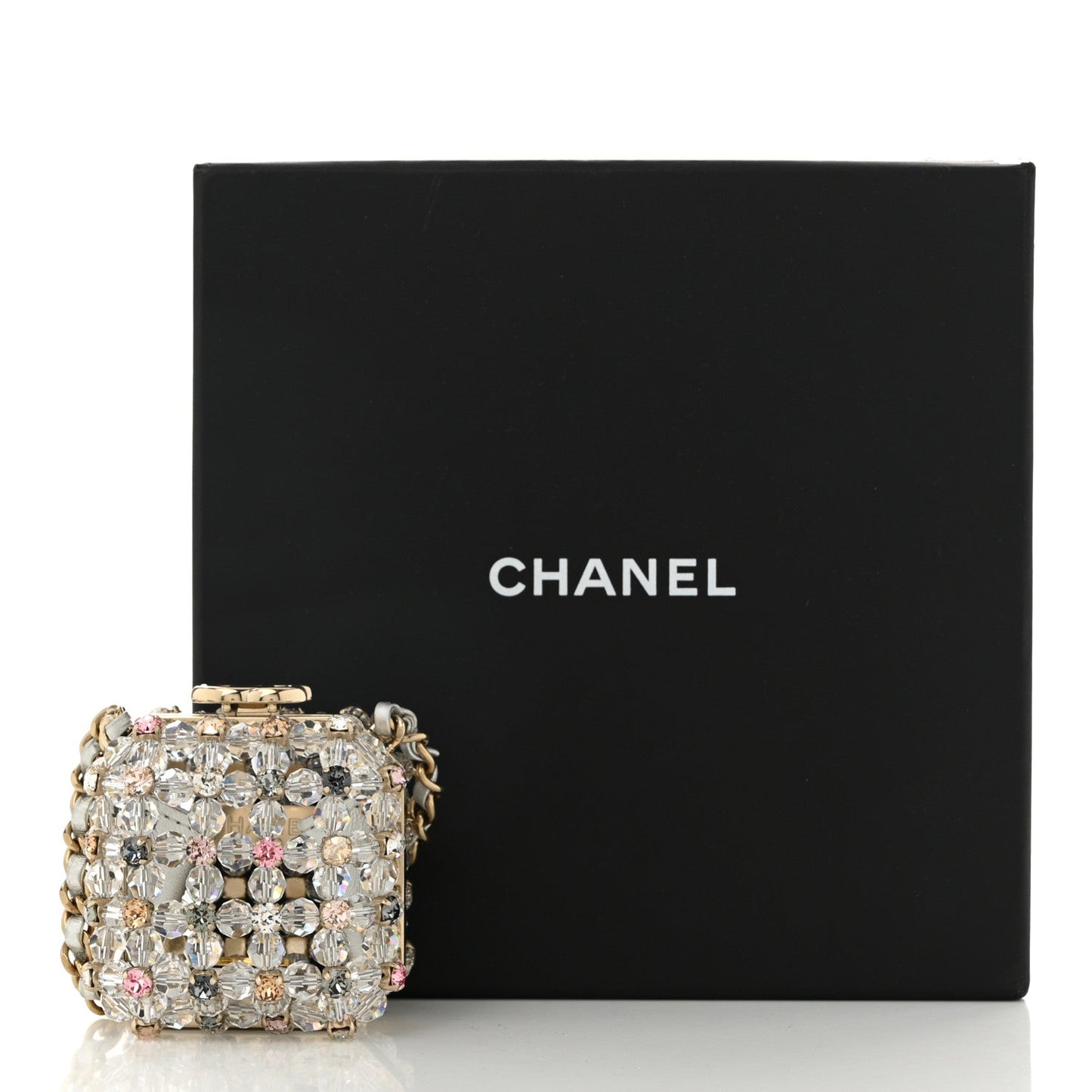 Metal Bead Crystal Minaudiere CC Mini Evening Bag Gold Multicolor