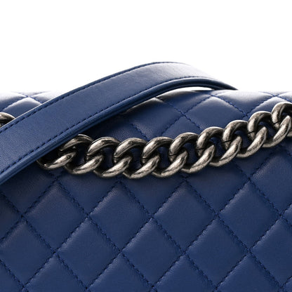 Lambskin Quilted New Medium Boy Flap Navy
