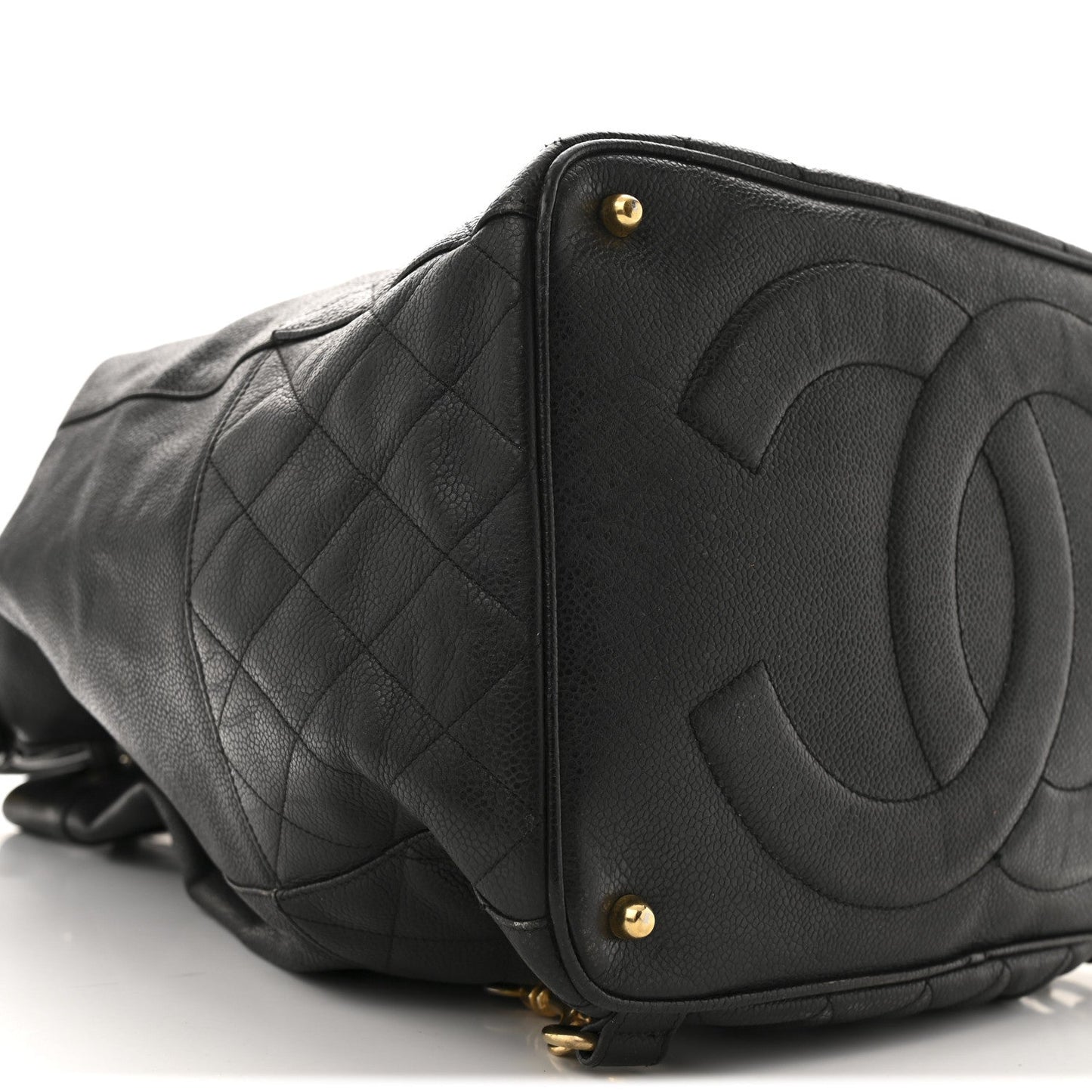 Caviar Quilted Drawstring Backpack Black
