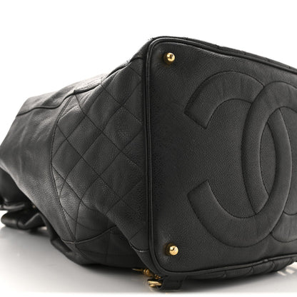 Caviar Quilted Drawstring Backpack Black