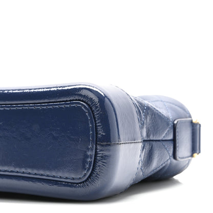 Patent Goatskin Quilted Small Gabrielle Hobo Blue