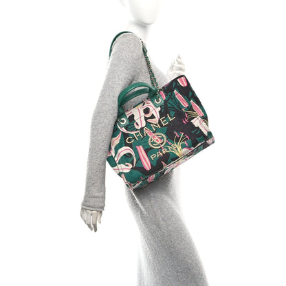 Velvet Calfskin Beaded Small Deauville Tote Pink Green Black