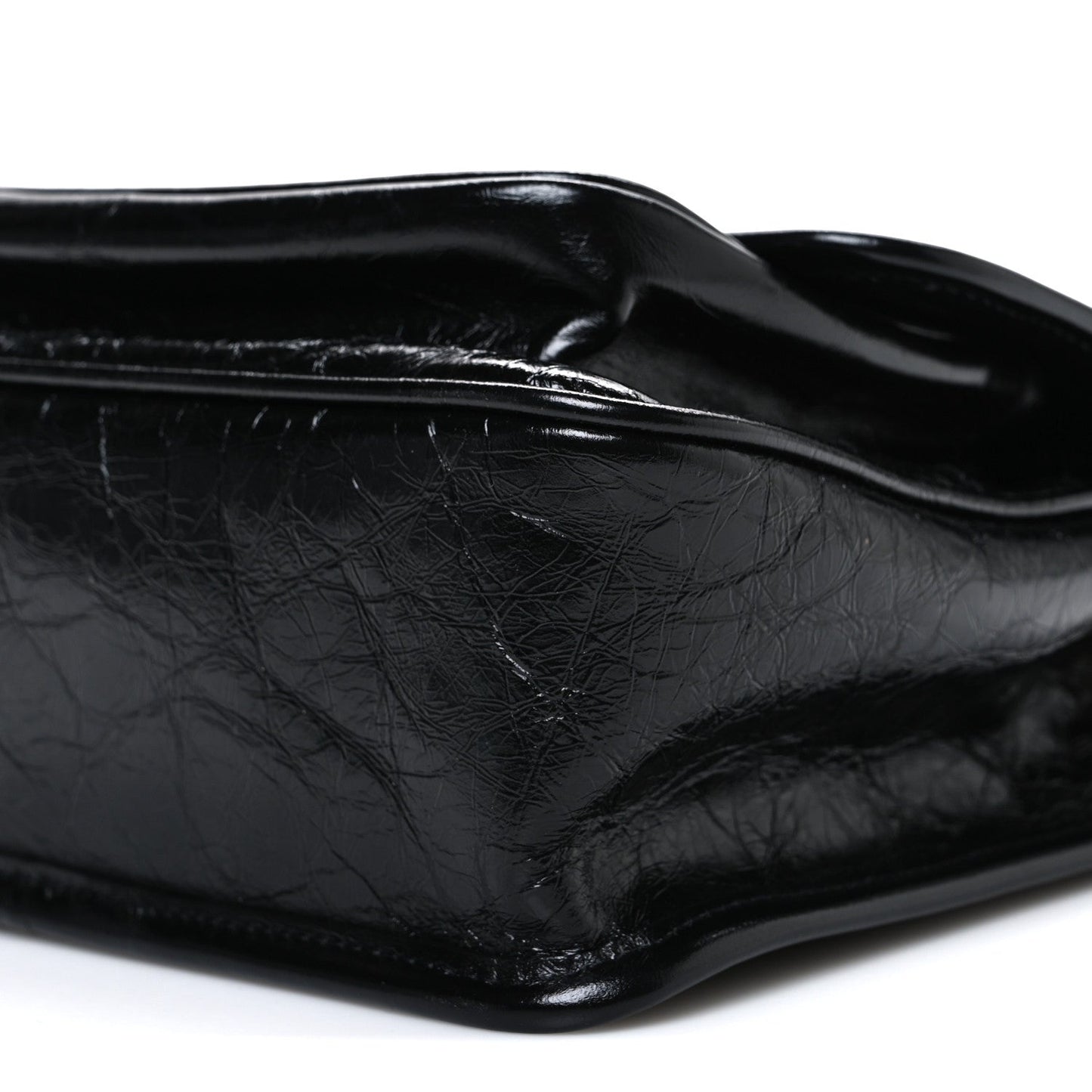 Crinkled Calfskin Matelasse Monogram Baby Niki Chain Satchel Black