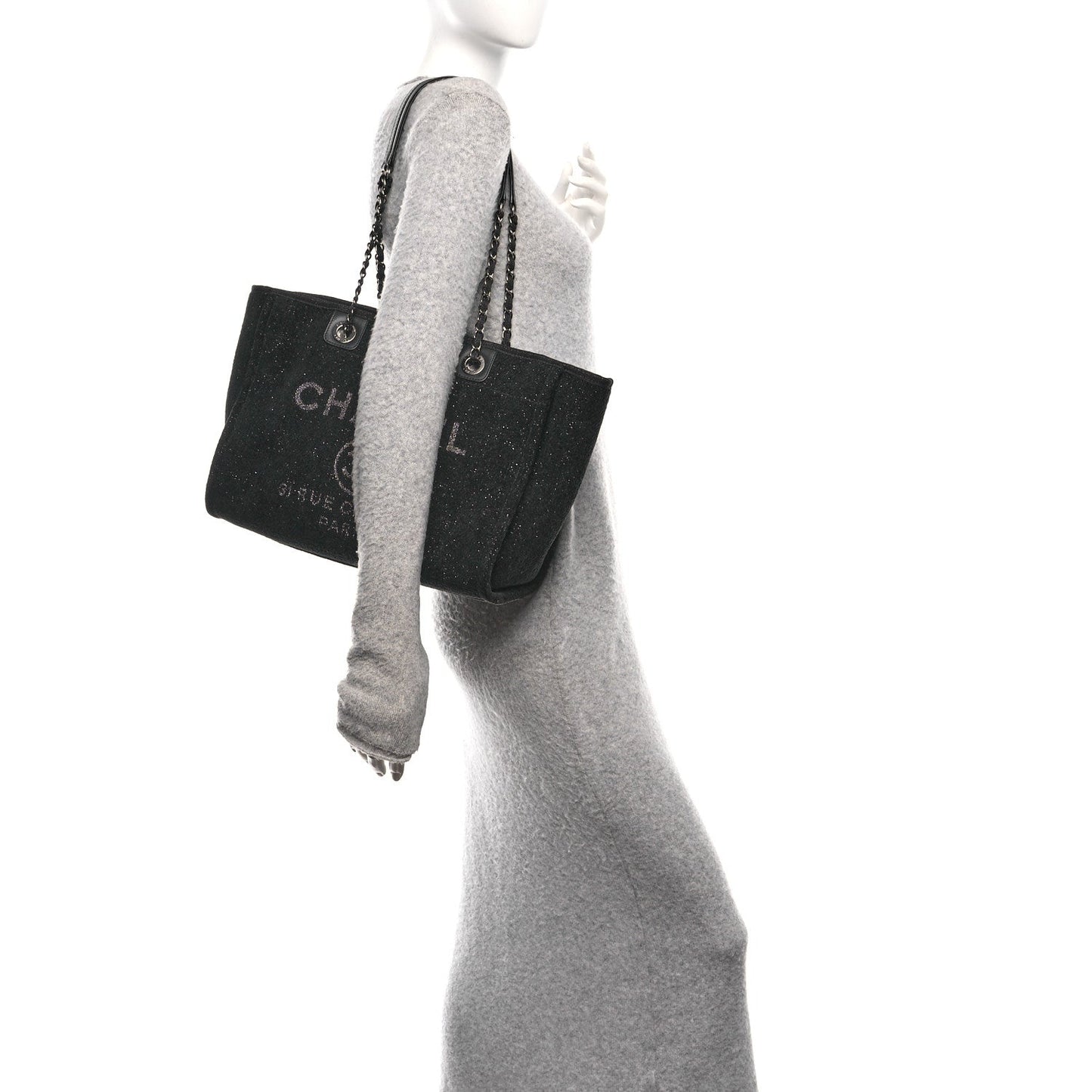 Lurex Canvas Small Deauville Tote Black
