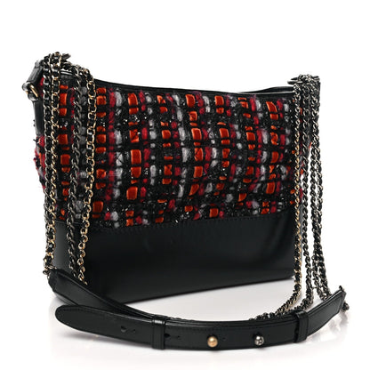 Tweed Calfskin Medium Gabrielle Hobo Black Red Blue