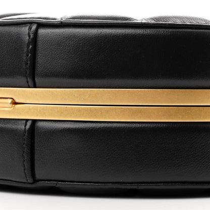 Lambskin Round Clutch With Chain Black