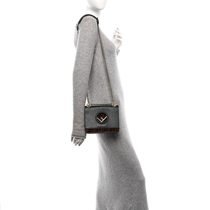Vitello Century Velvet F is Fendi FF Small Kan I Shoulder Bag Black Tobacco