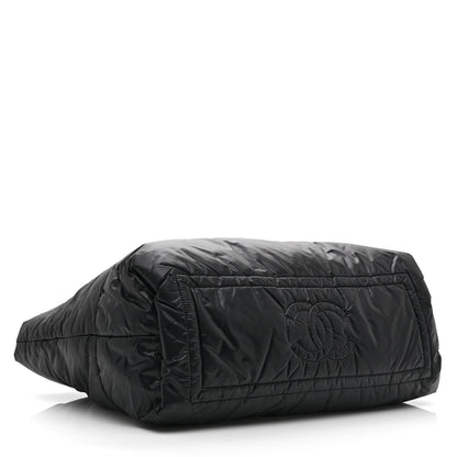 Nylon Quilted Large Coco Cocoon Reversible Tote Black