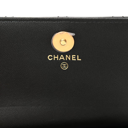 Patent Quilted Frame Clutch Flap With Chain Black