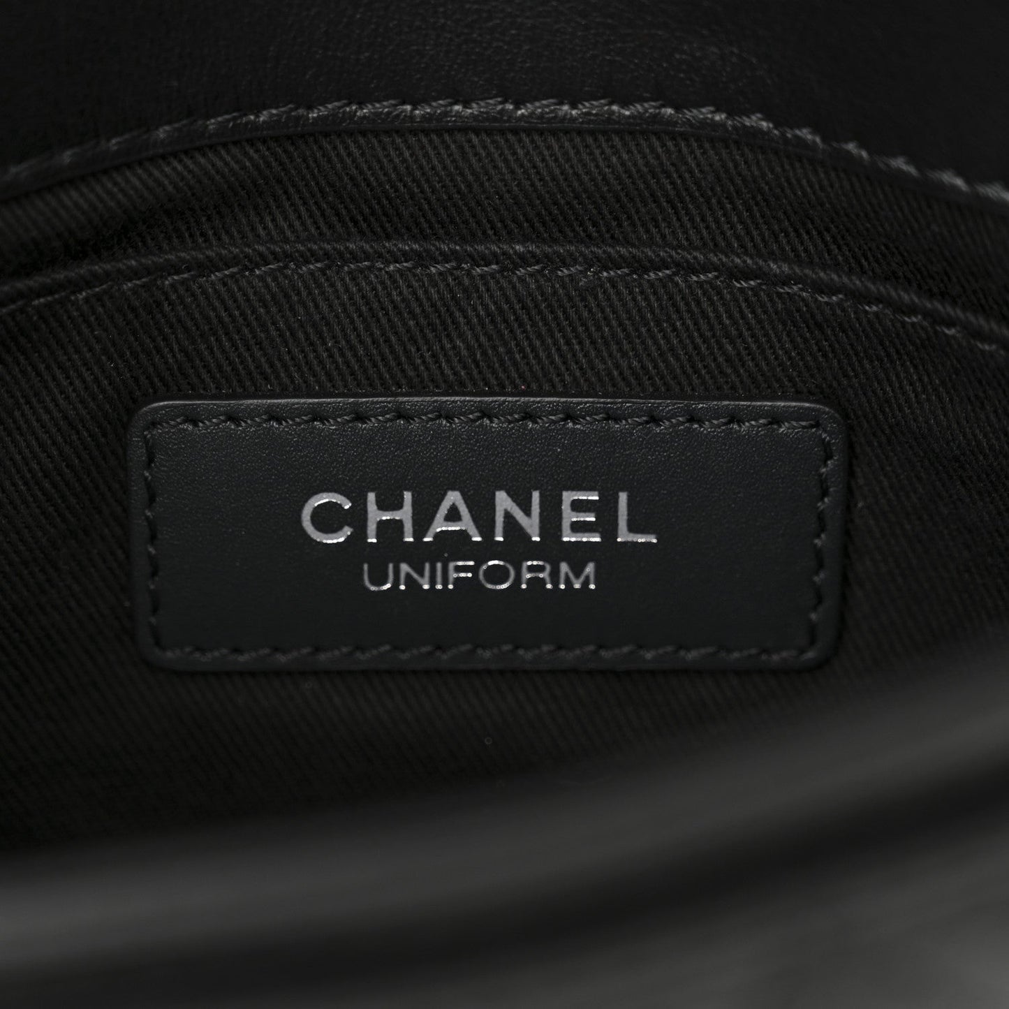 Calfskin Quilted CC Uniform Flap Belt Bag Black