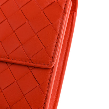 Nappa Intrecciato Long Andiamo Top Handle Clutch Orange
