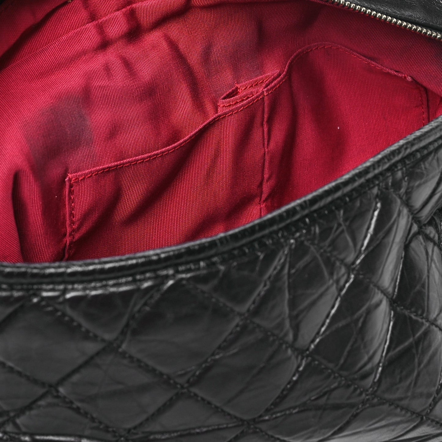 Aged Calfskin Quilted Large Gabrielle Hobo  Black