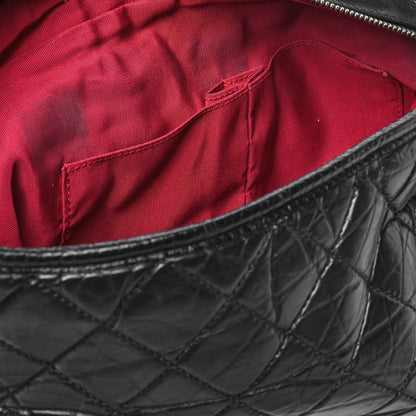 Aged Calfskin Quilted Large Gabrielle Hobo  Black