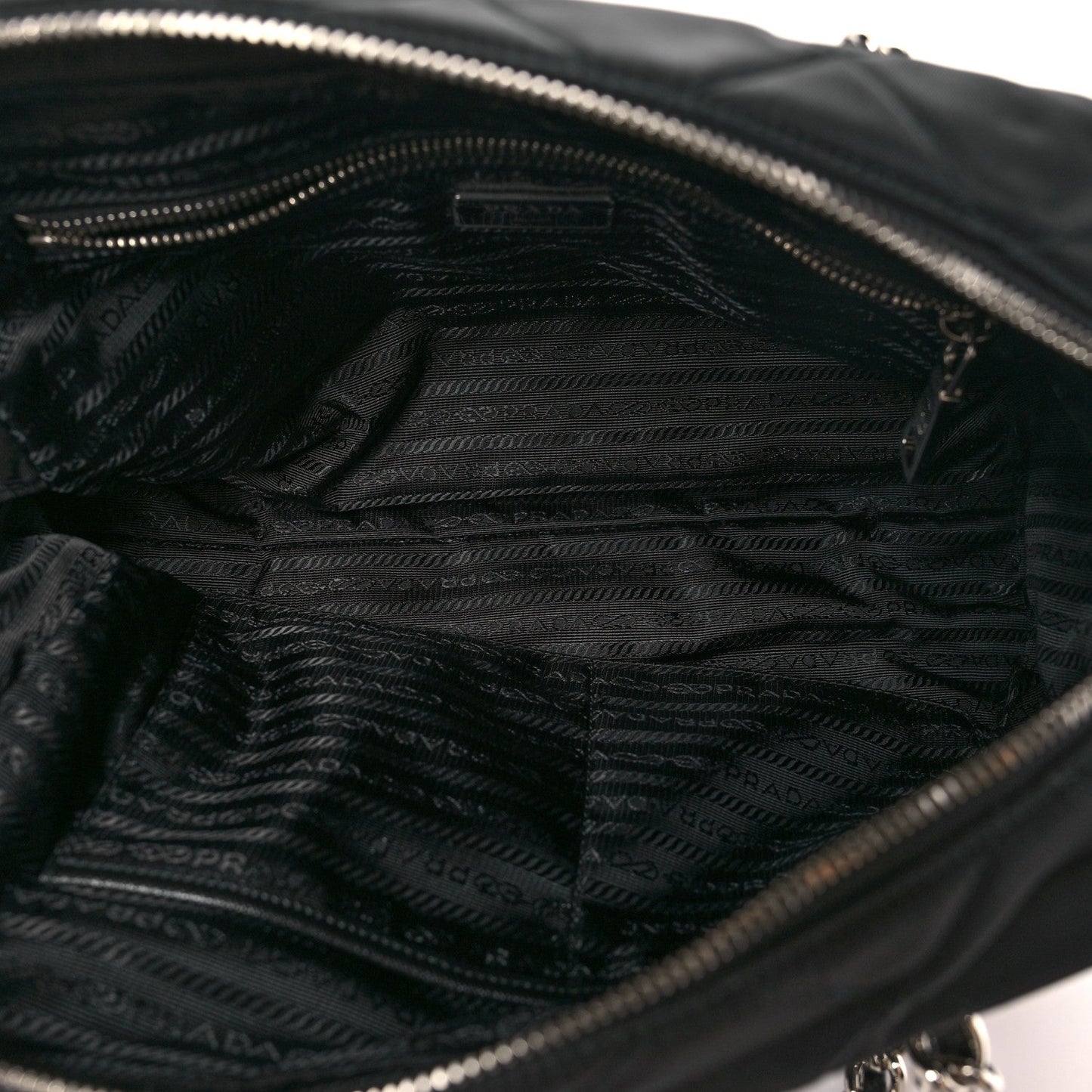 Nylon Tessuto Impuntu Quilted Shoulder Bag Black