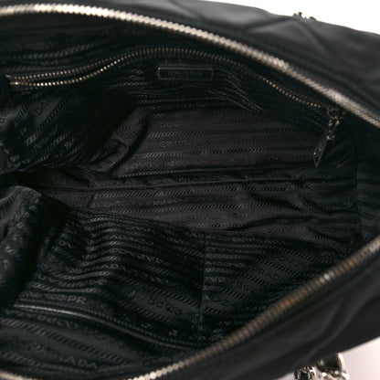 Nylon Tessuto Impuntu Quilted Shoulder Bag Black