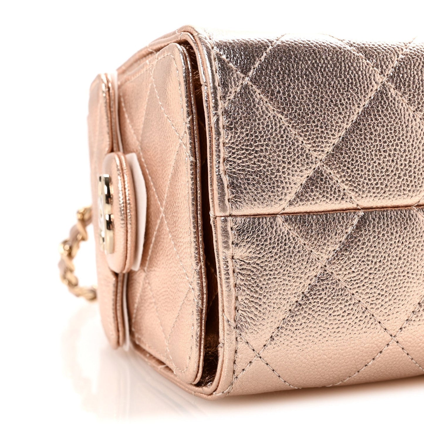 Metallic Caviar Quilted Mini Chanel 25 Handbag Copper