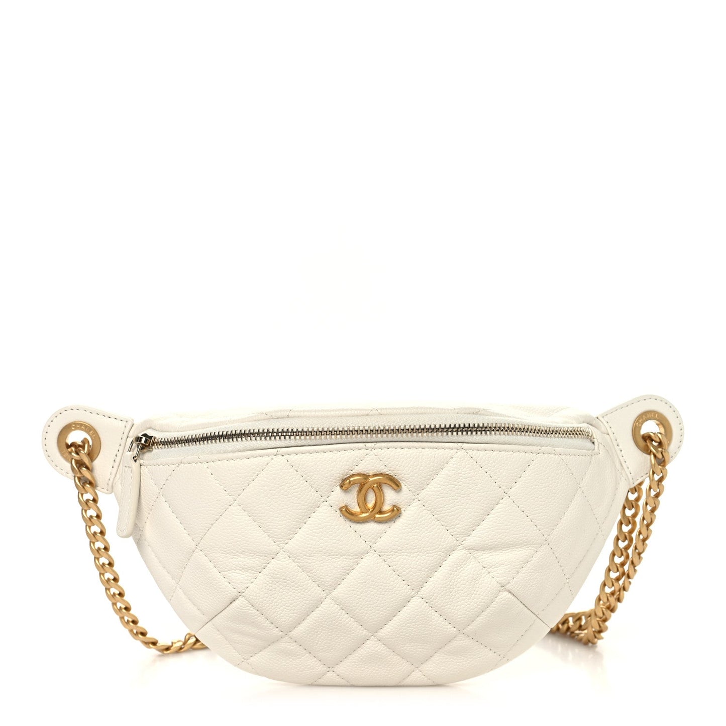 Caviar Quilted Sweetheart Belt Bag White