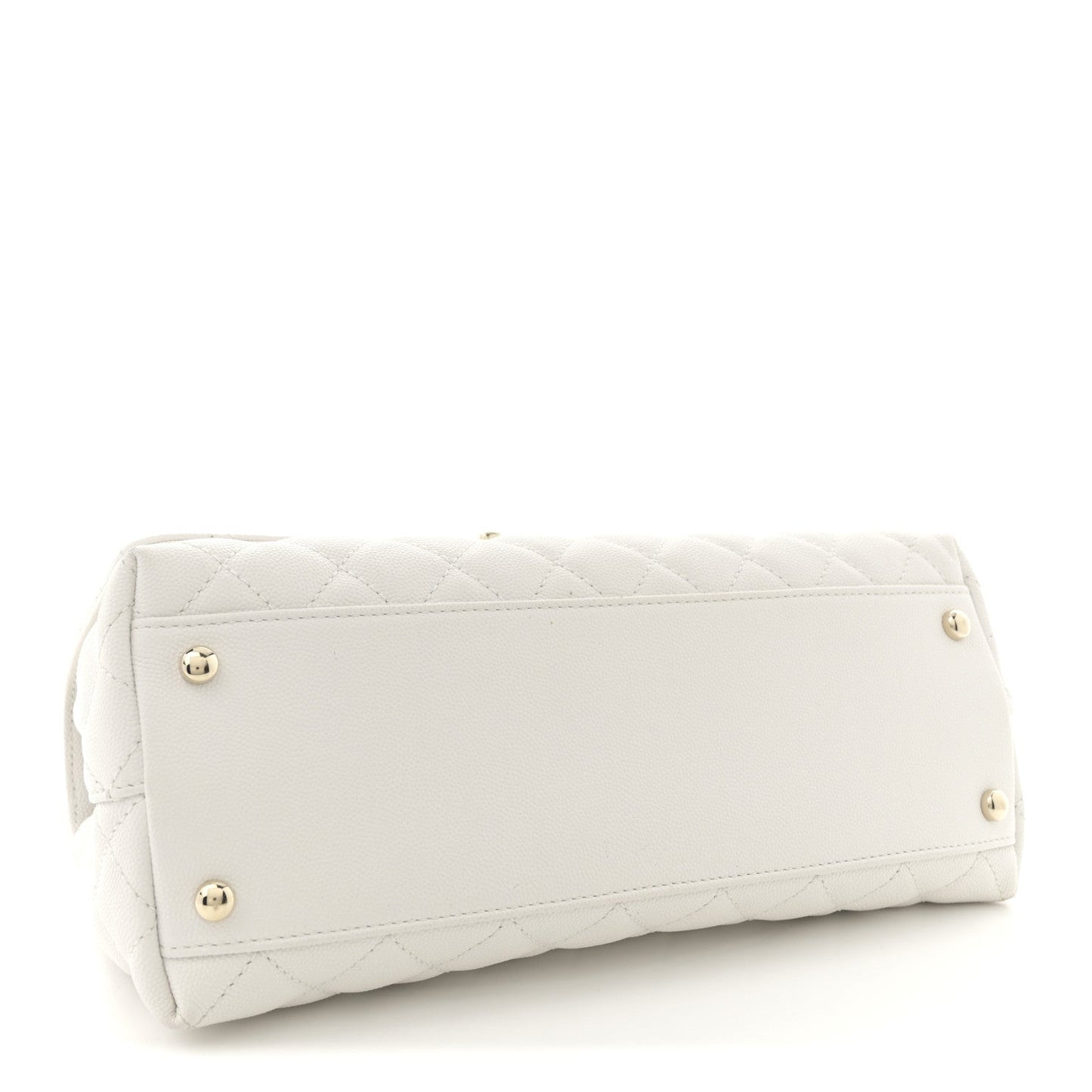 Caviar Quilted Small Coco Handle Flap White