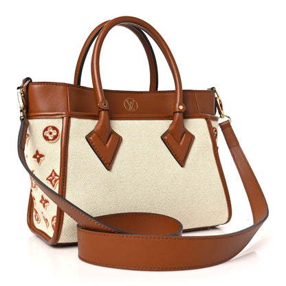 Canvas Calfskin Monogram On My Side PM Caramel Tan
