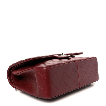 Caviar Quilted Jumbo Double Flap Dark Red