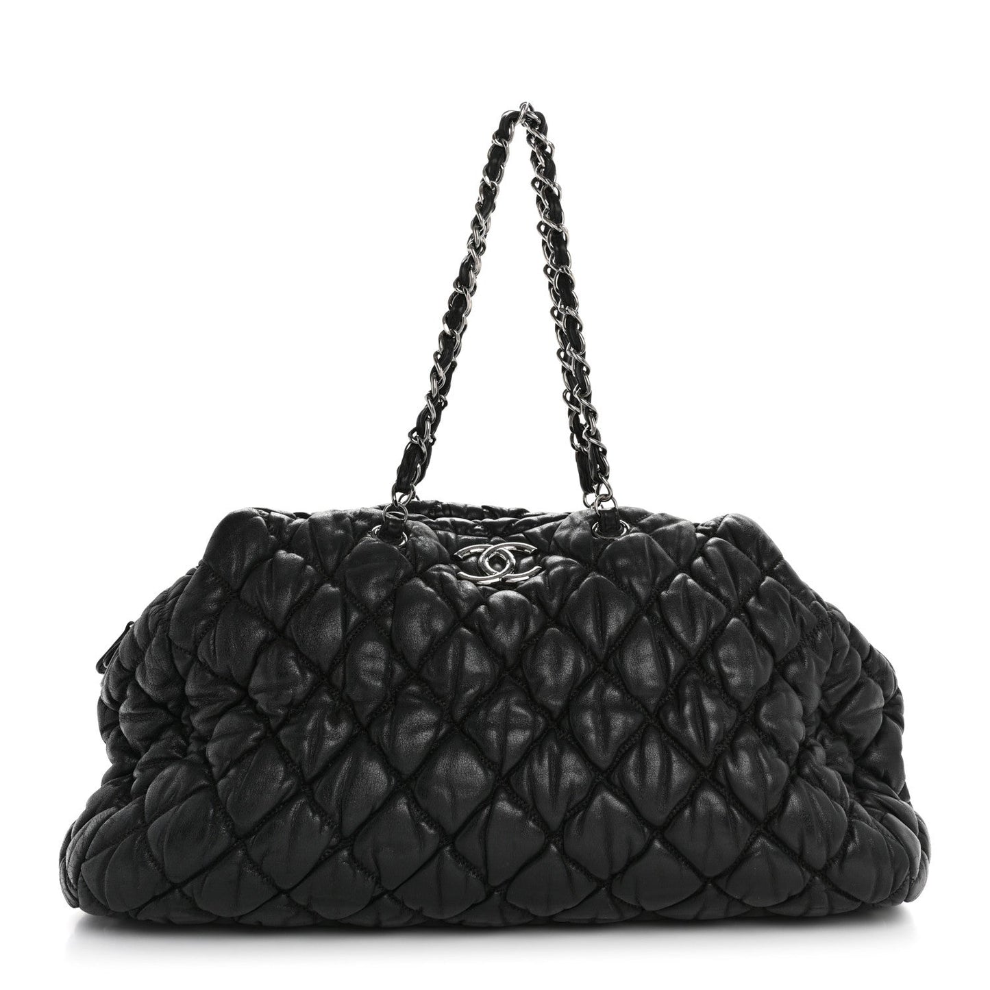 Calfskin Bubble Quilt Bowler Black