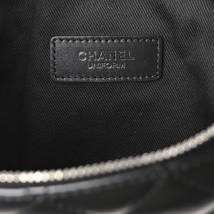 Calfskin Quilted Waist Belt Bag Black