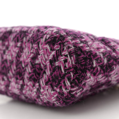 Tweed Quilted Mini Clutch With Chain Purple