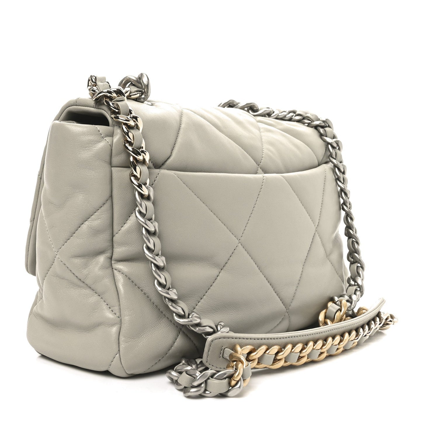 Lambskin Quilted Large Chanel 19 Flap Grey