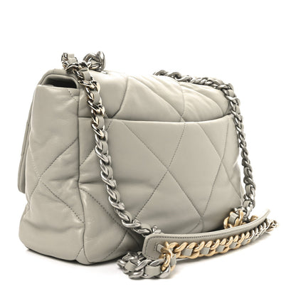 Lambskin Quilted Large Chanel 19 Flap Grey