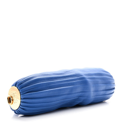 Lambskin Pleated Bracelet Pouch Shoulder Bag Royal Blue