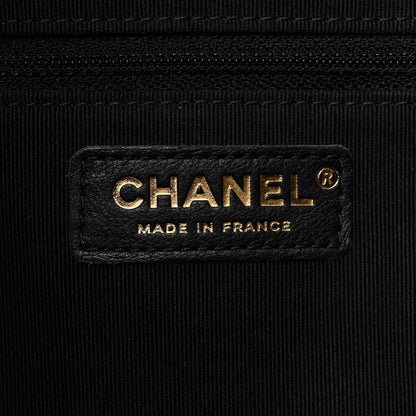 Caviar Quilted Small Trapezoid Chain Shopping Tote Black