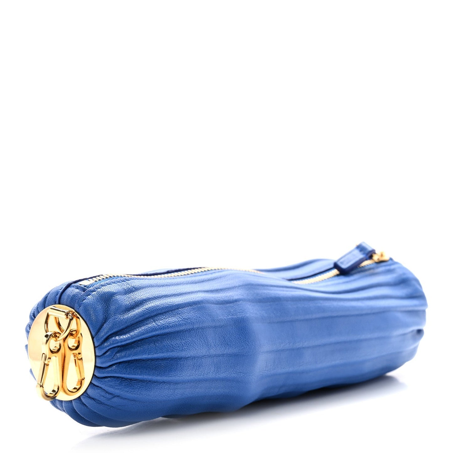 Lambskin Pleated Bracelet Pouch Shoulder Bag Royal Blue