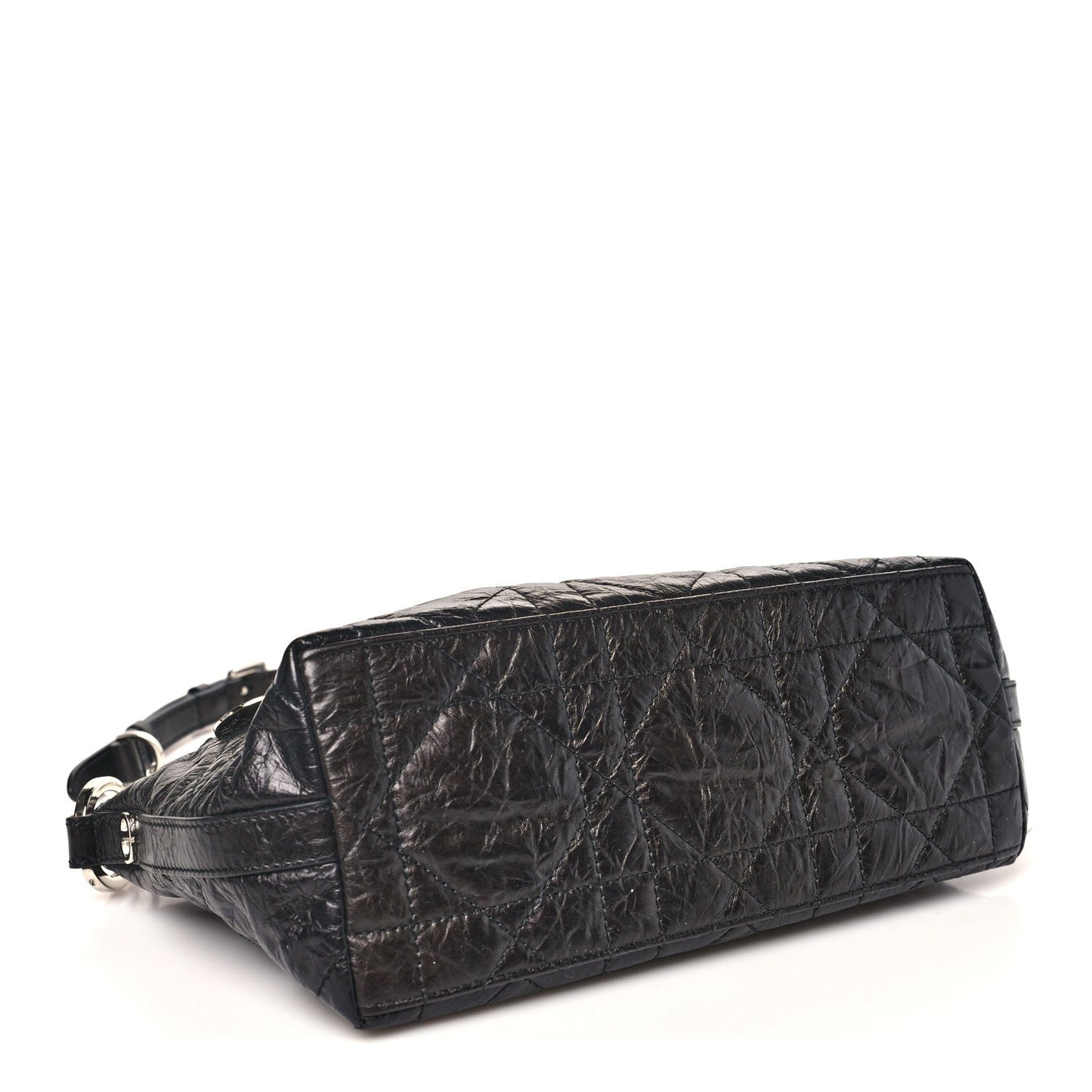Crinkled Calfskin Macrocannage DiorStar Hobo Bag Black