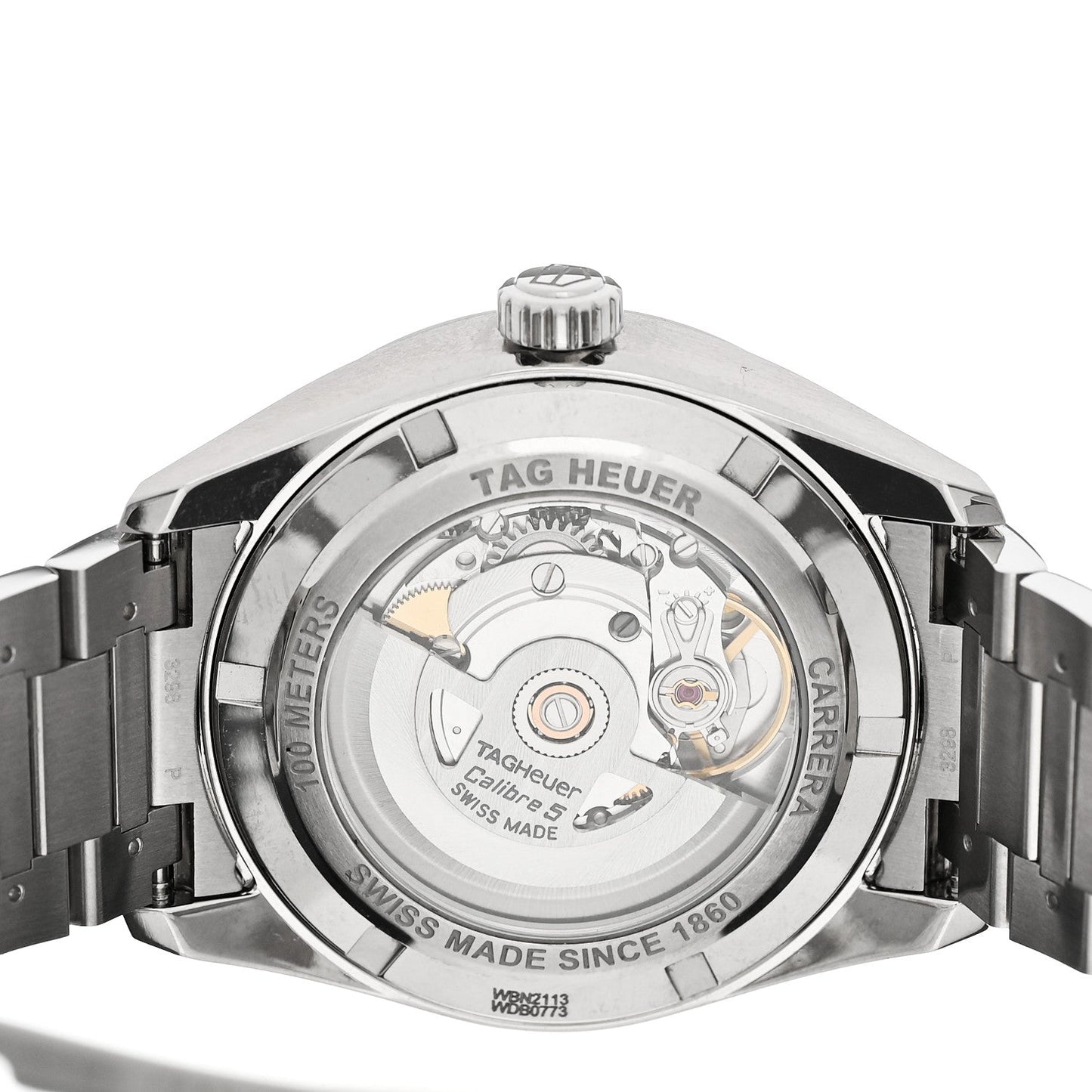 Stainless Steel 39mm Carrera Caliber 5 Automatic Watch Black WBN2113