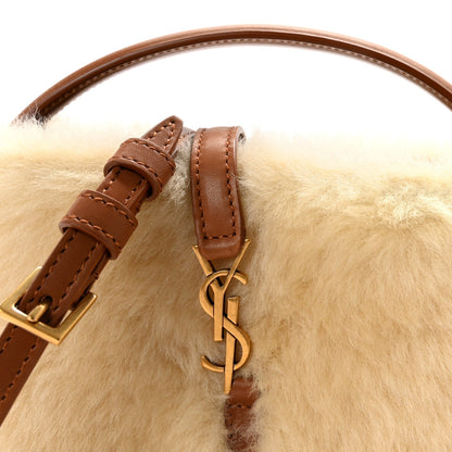 Shearling Le 37 Mini Bucket Bag Cream
